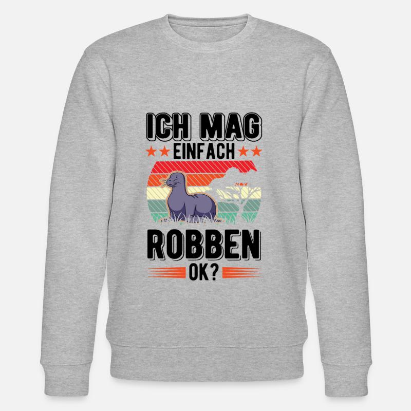 Ich mag einfach Robben Seelöwe - Stanley/Stella Unisex Bio-Sweatshirt CHANGER  - Grau meliert