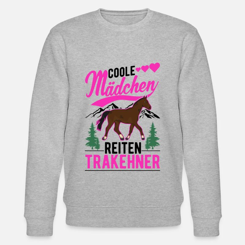 Coole Mädchen reiten Trakehner - Stanley/Stella Unisex Bio-Sweatshirt CHANGER  - Grau meliert