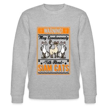 Siamkatze Geschenk Siamesische Katze Siam Cat - Stanley/Stella Unisex Bio-Sweatshirt CHANGER  - Grau meliert - Vorne - Nik (191cm) & Marisol (170cm)