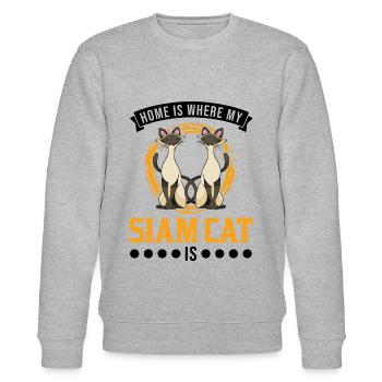 Siamkatze Zuhause Siam Cat Siamesische Katze - Stanley/Stella Unisex Bio-Sweatshirt CHANGER  - Grau meliert - Vorne - Nik (191cm) & Marisol (170cm)