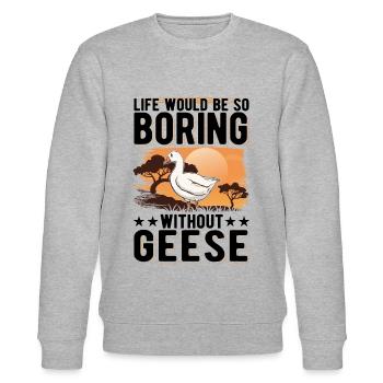 Geese Gift Goose Breeder Goose - Stanley/Stella CHANGER Unisex Organic Sweatshirt - heather grey - Front - Nik (191cm) & Marisol (170cm)