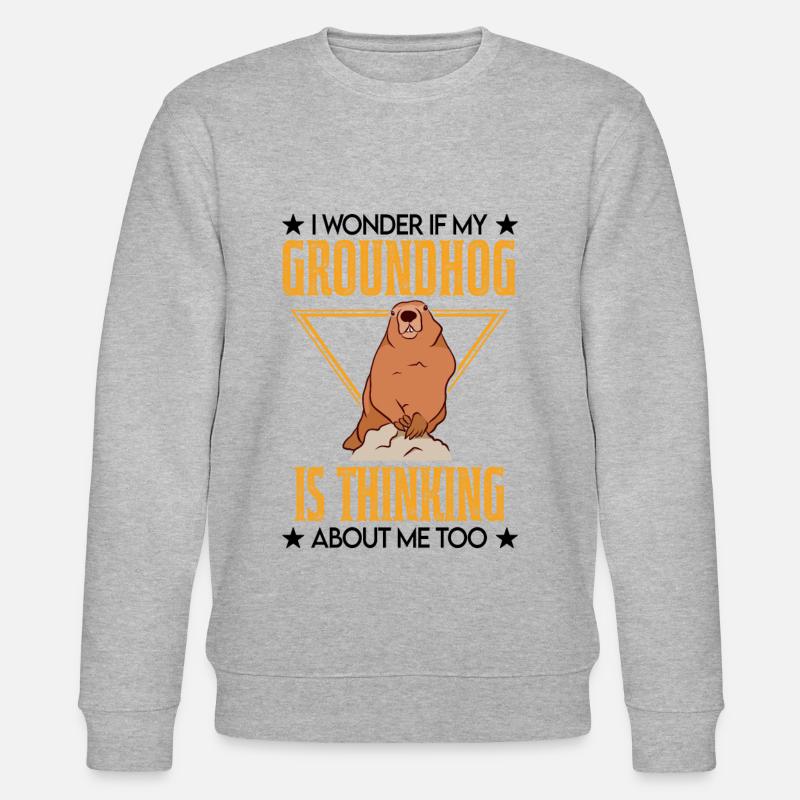 Murmeltier Geschenk Groundhog Day Marmot - Stanley/Stella Unisex Bio-Sweatshirt CHANGER - Grau meliert