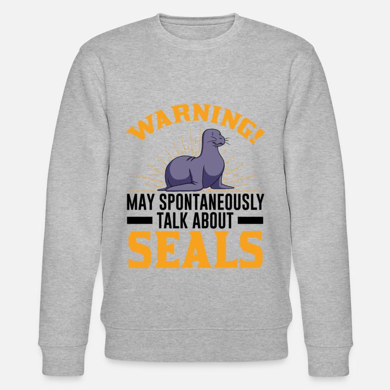 Robbe Geschenk Seal Seelöwe - Stanley/Stella Unisex Bio-Sweatshirt CHANGER  - Grau meliert