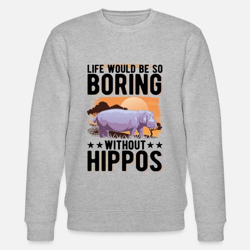 Nilpferd Geschenk Hippo Flusspferd - Stanley/Stella Unisex Bio-Sweatshirt CHANGER  - Grau meliert
