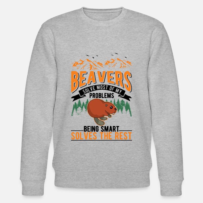 Biber Geschenk Biberdamm - Stanley/Stella Unisex Bio-Sweatshirt CHANGER  - Grau meliert