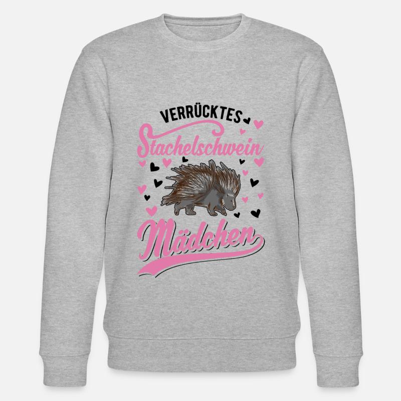 Verrücktes Stachelschwein Mädchen - Stanley/Stella Unisex Bio-Sweatshirt CHANGER  - Grau meliert