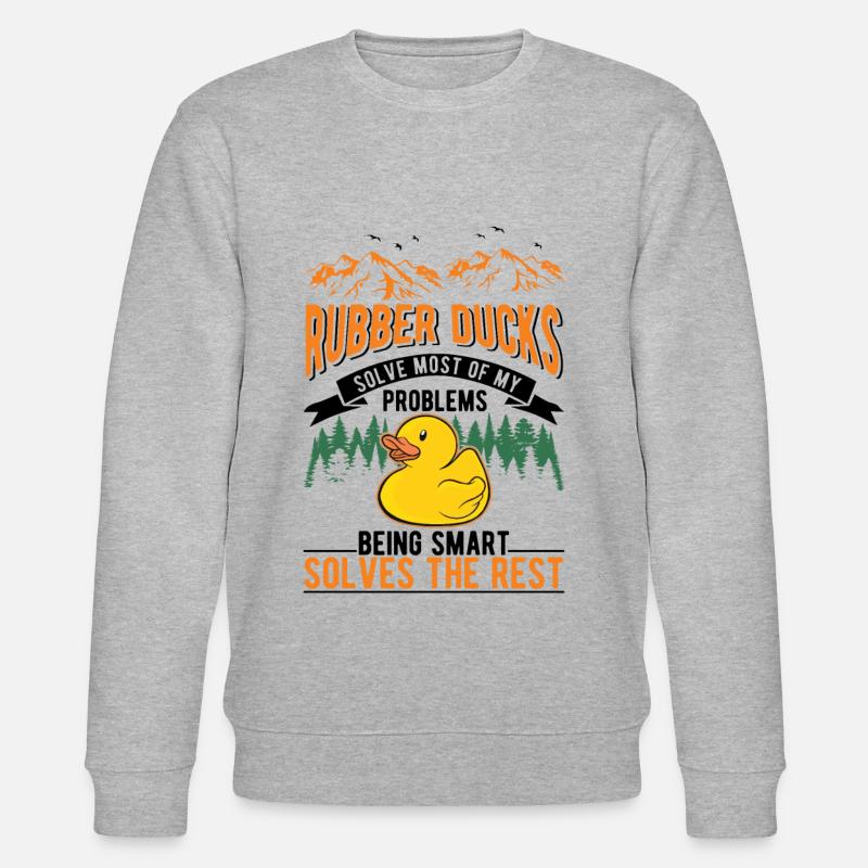 Gummiente Geschenk Quietscheente Badeente - Stanley/Stella Unisex Bio-Sweatshirt CHANGER  - Grau meliert