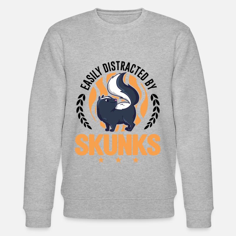 Easily distracted by Skunks Stinktier - Stanley/Stella Unisex Bio-Sweatshirt CHANGER  - Grau meliert
