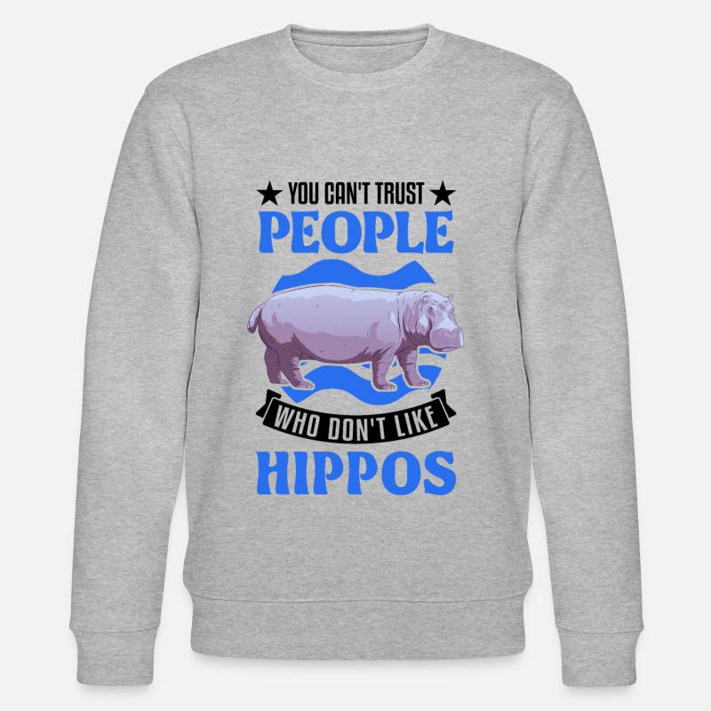 Nilpferd Liebhaber Hippo Flusspferd - Stanley/Stella Unisex Bio-Sweatshirt CHANGER  - Grau meliert