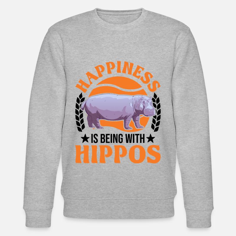 Nilpferd Glück Flusspferd - Stanley/Stella Unisex Bio-Sweatshirt CHANGER  - Grau meliert