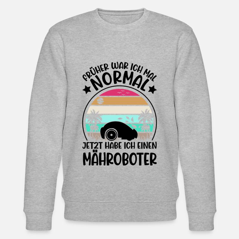 Mähroboter Geschenk Rasenmähroboter - Stanley/Stella Unisex Bio-Sweatshirt CHANGER  - Grau meliert