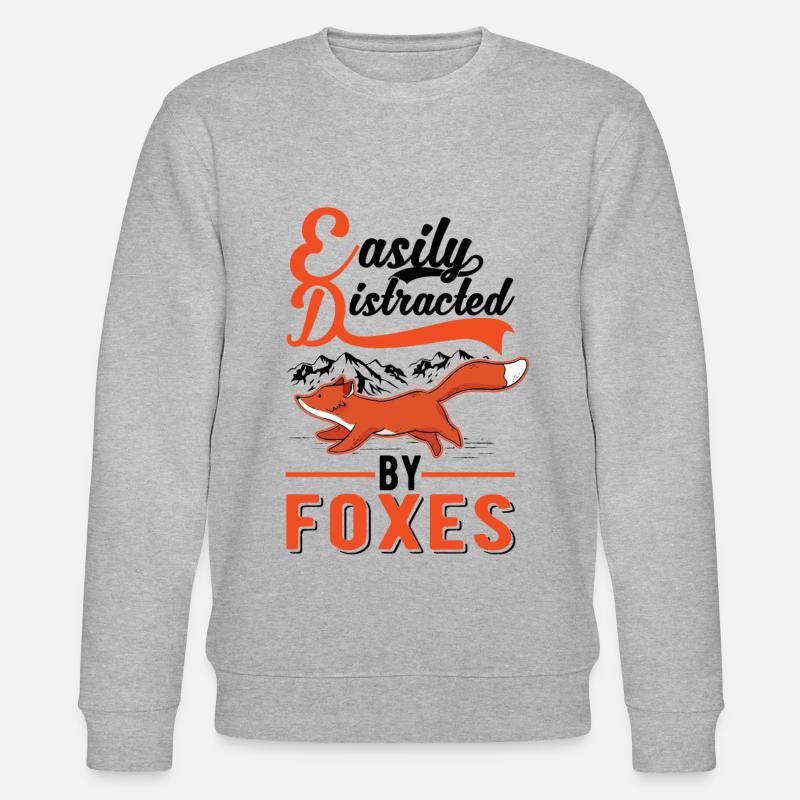 Easily distracted by Foxes Fuchs - Stanley/Stella Unisex Bio-Sweatshirt CHANGER  - Grau meliert