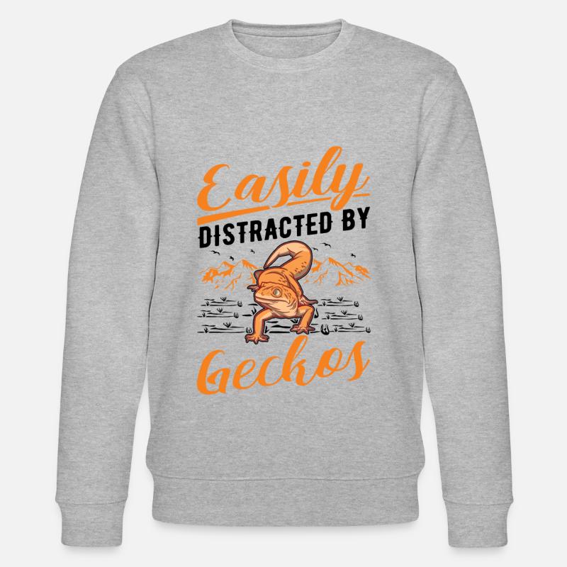Easily distracted by Geckos Leopardgecko - Stanley/Stella Unisex Bio-Sweatshirt CHANGER  - Grau meliert