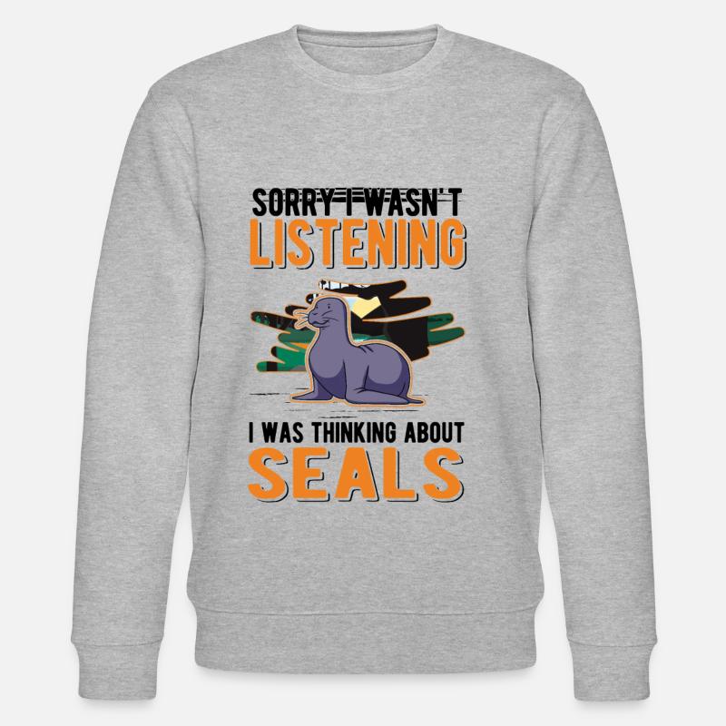 Robbe Geschenk Seelöwe - Stanley/Stella Unisex Bio-Sweatshirt CHANGER  - Grau meliert