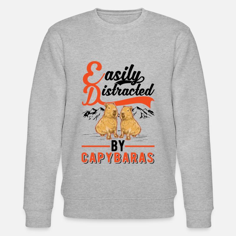 Easily distracted by Capybaras - Stanley/Stella CHANGER Unisex Organic Sweatshirt - heather grey