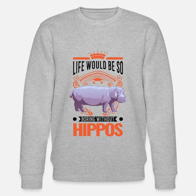 Nilpferd Geschenk Hippo Flusspferd - Stanley/Stella Unisex Bio-Sweatshirt CHANGER  - Grau meliert
