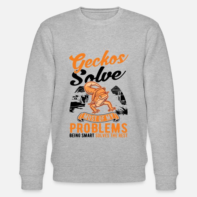 Gecko Geschenk Leopardgecko - Stanley/Stella Unisex Bio-Sweatshirt CHANGER  - Grau meliert