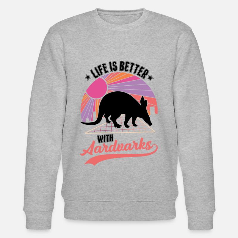Life is better with aardvark - Stanley/Stella CHANGER Unisex Organic Sweatshirt - heather grey