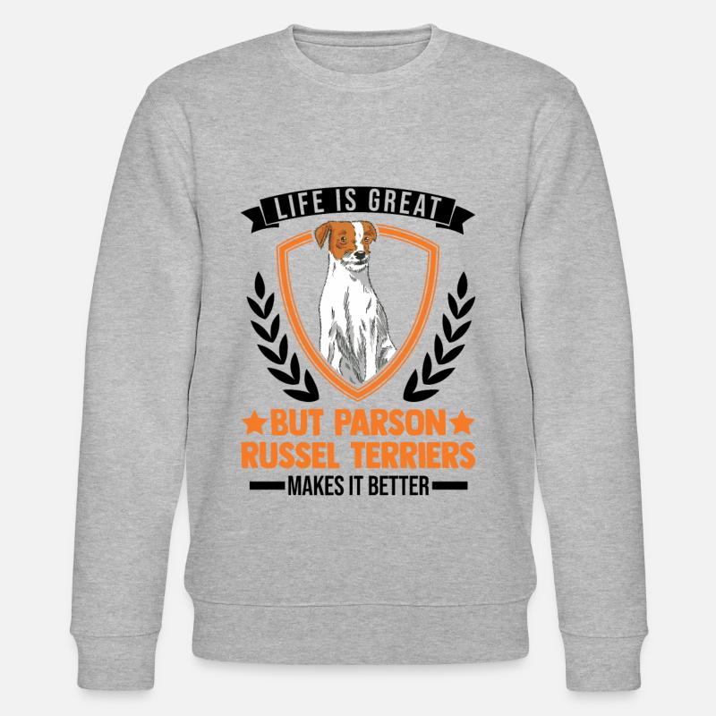 Parson Russell Terrier Geschenk - Stanley/Stella Unisex Bio-Sweatshirt CHANGER - Grau meliert