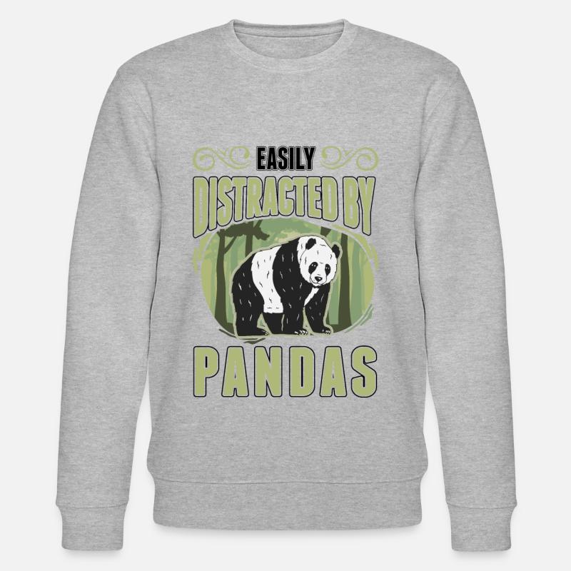 Easily distracted by Pandas - Stanley/Stella Unisex Bio-Sweatshirt CHANGER  - Grau meliert