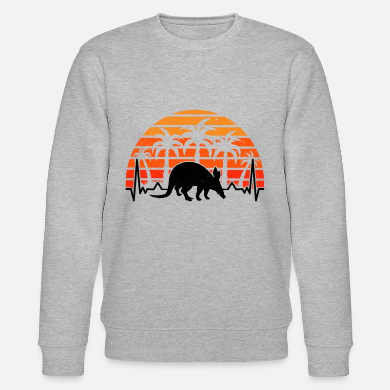 Erdferkel Herzschlag Retro - Stanley/Stella Unisex Bio-Sweatshirt CHANGER  - Grau meliert
