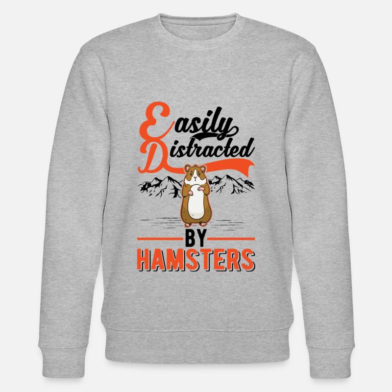Easily distracted by Hamsters Goldhamster - Stanley/Stella Unisex Bio-Sweatshirt CHANGER  - Grau meliert