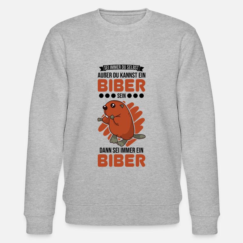 Biber Geschenk Biberdamm - Stanley/Stella Unisex Bio-Sweatshirt CHANGER  - Grau meliert