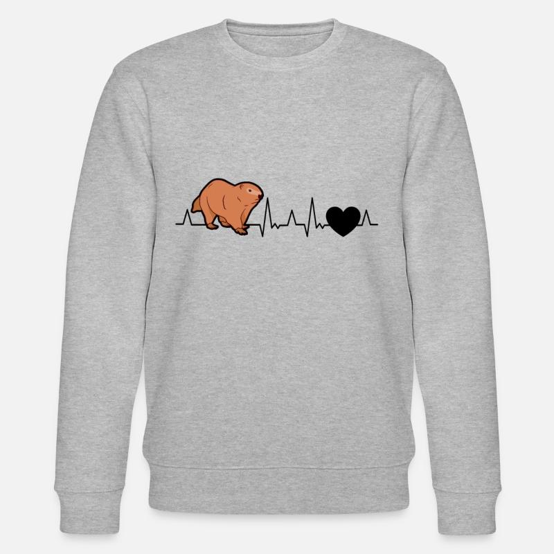 Murmeltier Herzschlag Waldmurmeltier - Stanley/Stella Unisex Bio-Sweatshirt CHANGER  - Grau meliert