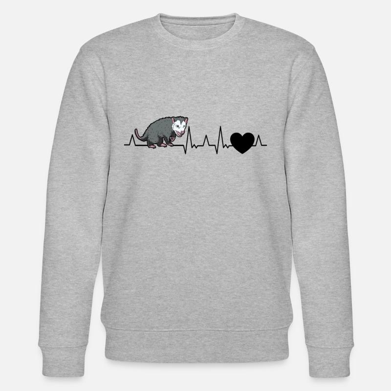Opossum Herzschlag Possum Beutelratte - Stanley/Stella Unisex Bio-Sweatshirt CHANGER  - Grau meliert