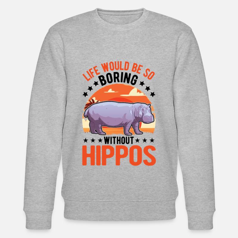 Nilpferd Geschenk Hippo Flusspferd - Stanley/Stella Unisex Bio-Sweatshirt CHANGER  - Grau meliert