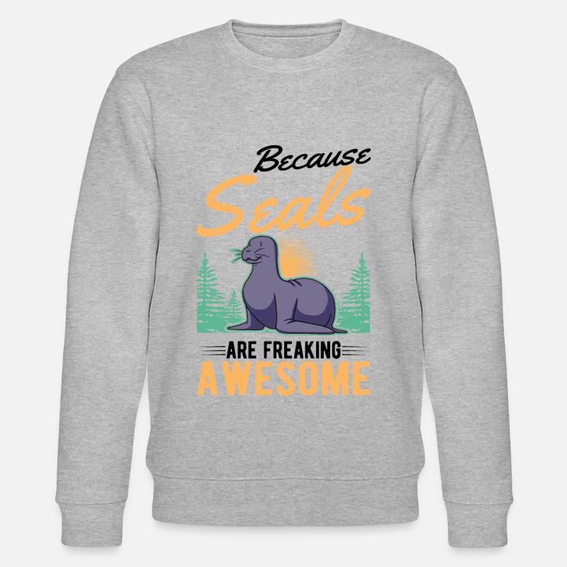 Robbe Geschenk Seehund Seelöwe - Stanley/Stella Unisex Bio-Sweatshirt CHANGER - Grau meliert