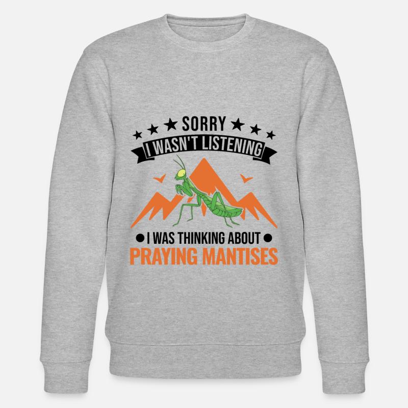 Gottesanbeterin Geschenk Mantis Fangschrecke - Stanley/Stella Unisex Bio-Sweatshirt CHANGER  - Grau meliert