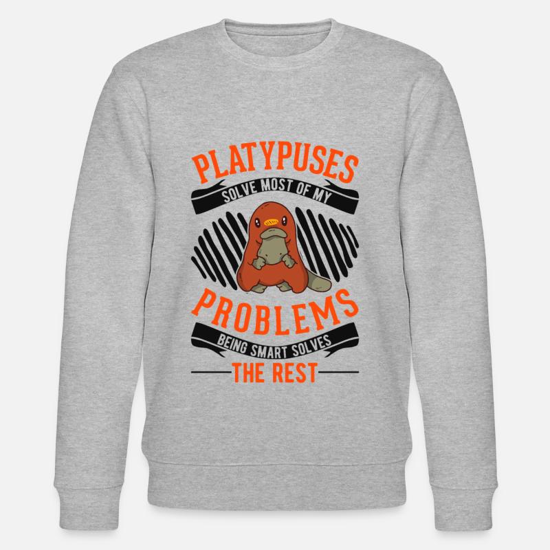 Schnabeltier Geschenkidee Platypus - Stanley/Stella Unisex Bio-Sweatshirt CHANGER  - Grau meliert