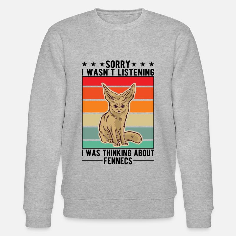 Fennek Geschenk Wüstenfuchs Fennec - Stanley/Stella Unisex Bio-Sweatshirt CHANGER - Grau meliert