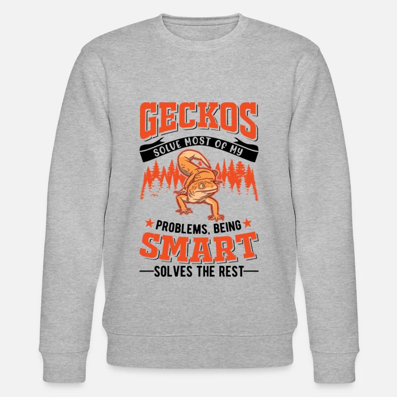 Gecko Geschenk Leopardgecko - Stanley/Stella Unisex Bio-Sweatshirt CHANGER  - Grau meliert