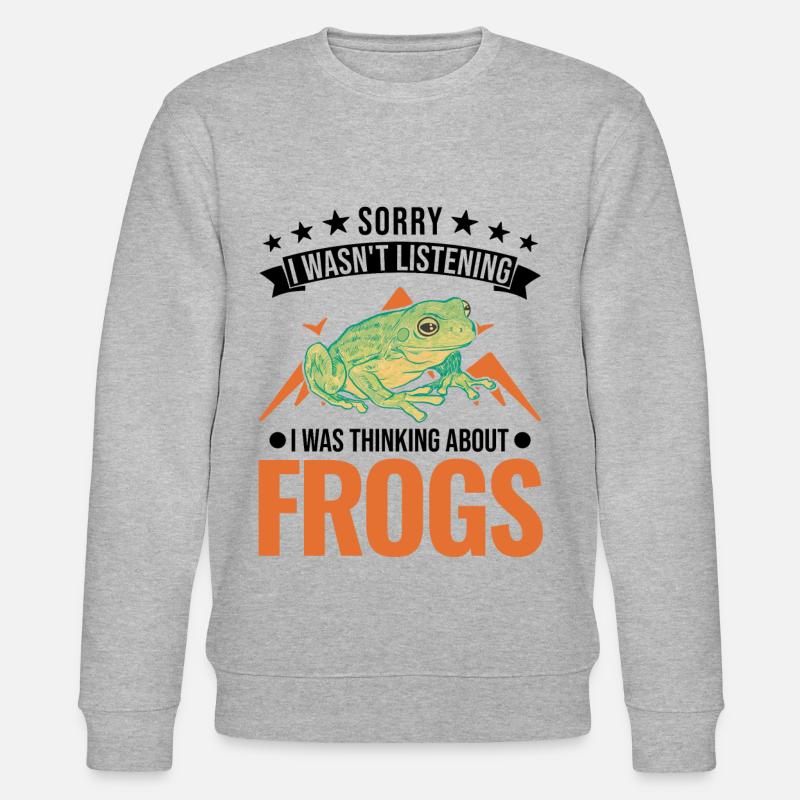 Frosch Geschenk Laubfrosch - Stanley/Stella Unisex Bio-Sweatshirt CHANGER  - Grau meliert