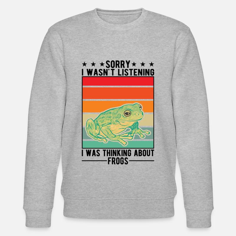 Frosch Geschenk Laubfrosch - Stanley/Stella Unisex Bio-Sweatshirt CHANGER  - Grau meliert