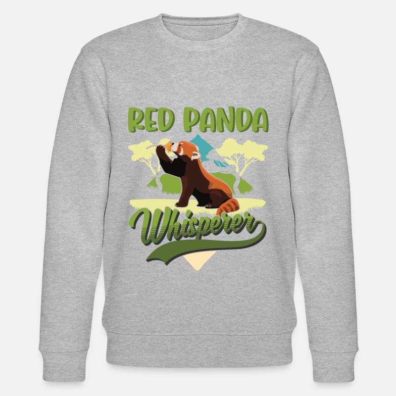Red Panda Whispering Cat Bear - Stanley/Stella CHANGER Unisex Organic Sweatshirt - heather grey