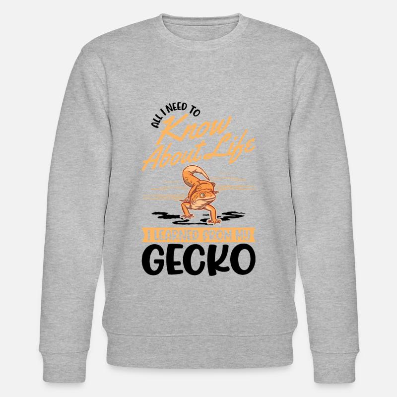 Gecko Geschenk Leopardgecko - Stanley/Stella Unisex Bio-Sweatshirt CHANGER  - Grau meliert