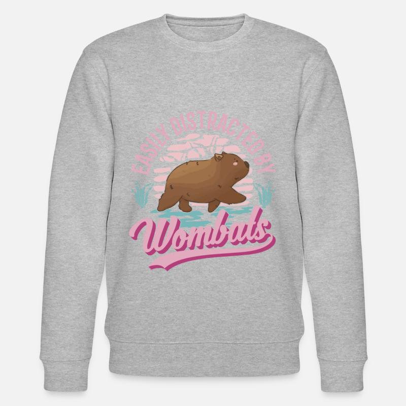 Easily distracted by Wombats - Stanley/Stella Unisex Bio-Sweatshirt CHANGER  - Grau meliert
