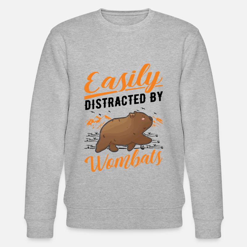 Easily distracted by Wombats - Stanley/Stella CHANGER Unisex Organic Sweatshirt - heather grey