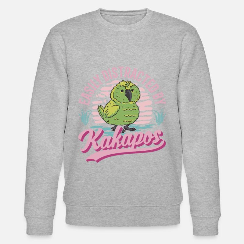 Easily distracted by Kakapos - Stanley/Stella Unisex Bio-Sweatshirt CHANGER  - Grau meliert