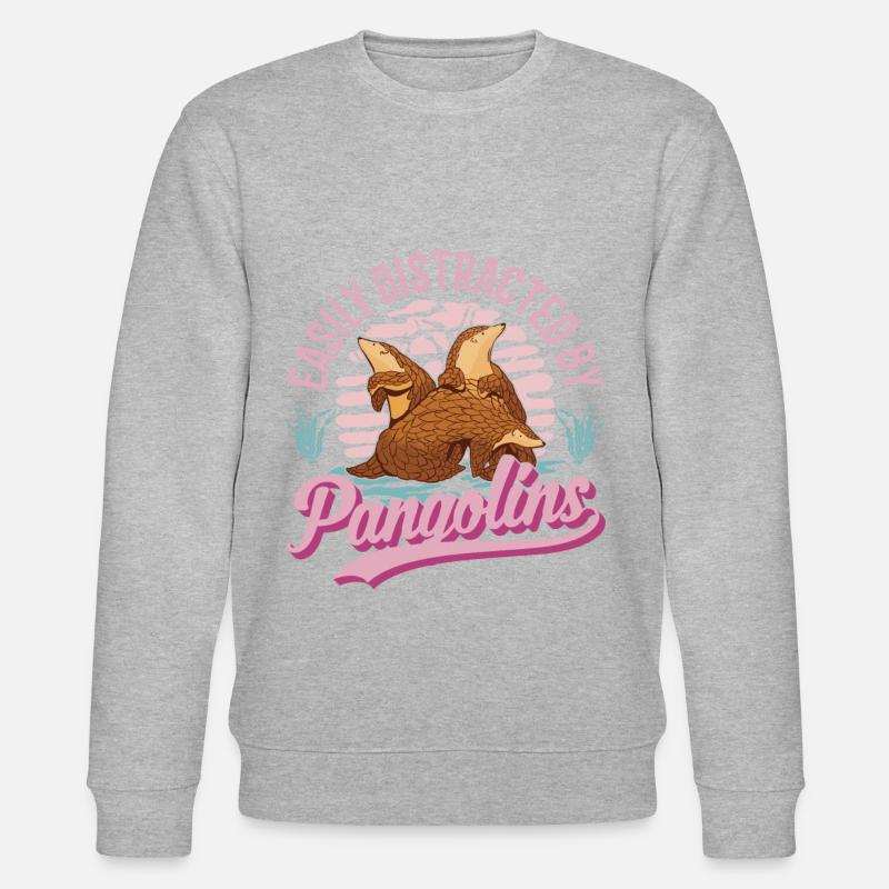 Easily distracted by Pangolins - Stanley/Stella Unisex Bio-Sweatshirt CHANGER  - Grau meliert