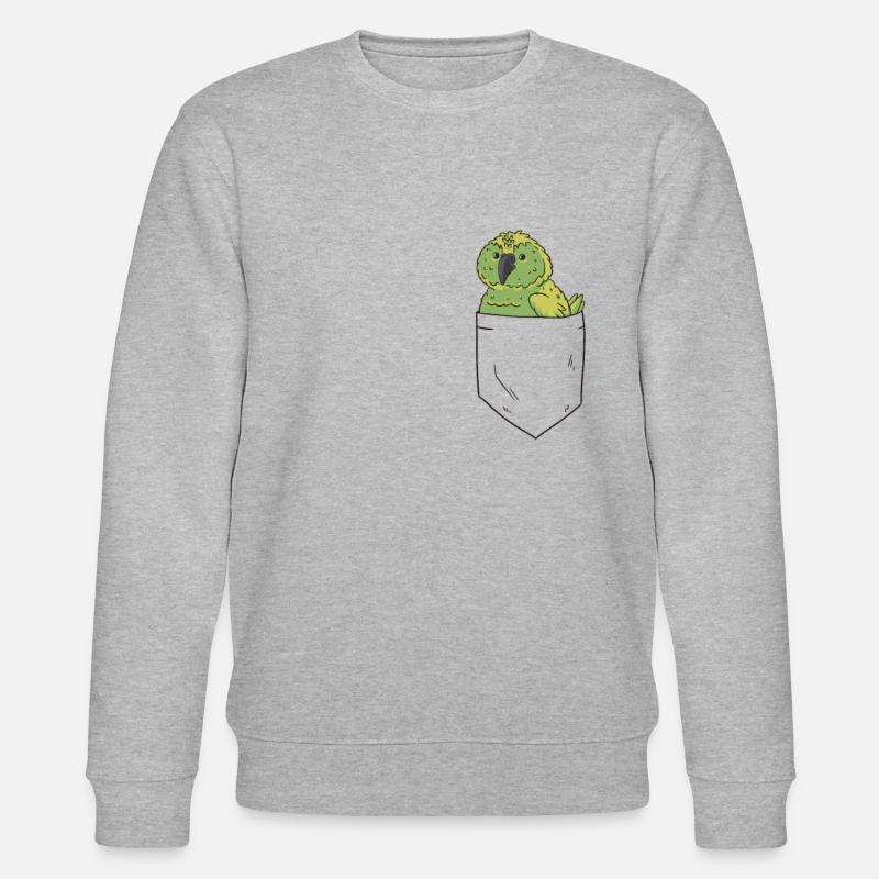 Kakapo in Brusttasche - Stanley/Stella Unisex Bio-Sweatshirt CHANGER  - Grau meliert