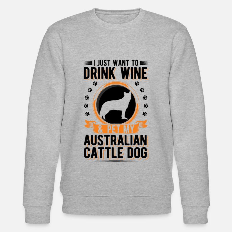 Bouvier australien et vin - Sweat bio CHANGER Stanley/Stella Unisexe - gris chiné