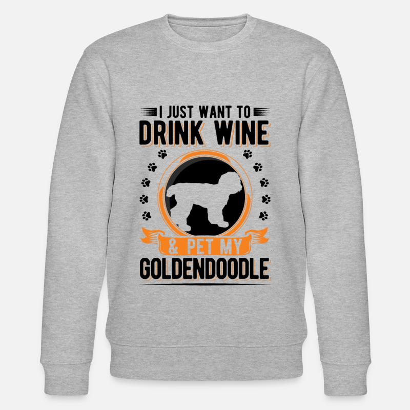Goldendoodle et le vin - Sweat bio CHANGER Stanley/Stella Unisexe - gris chiné