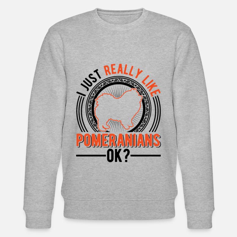 Ich mag einfach Zwergspitz Pomeranian - Stanley/Stella Unisex Bio-Sweatshirt CHANGER - Grau meliert