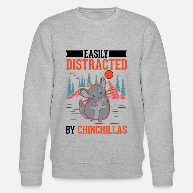 Easily distracted by Chinchillas - Stanley/Stella Unisex Bio-Sweatshirt CHANGER  - Grau meliert