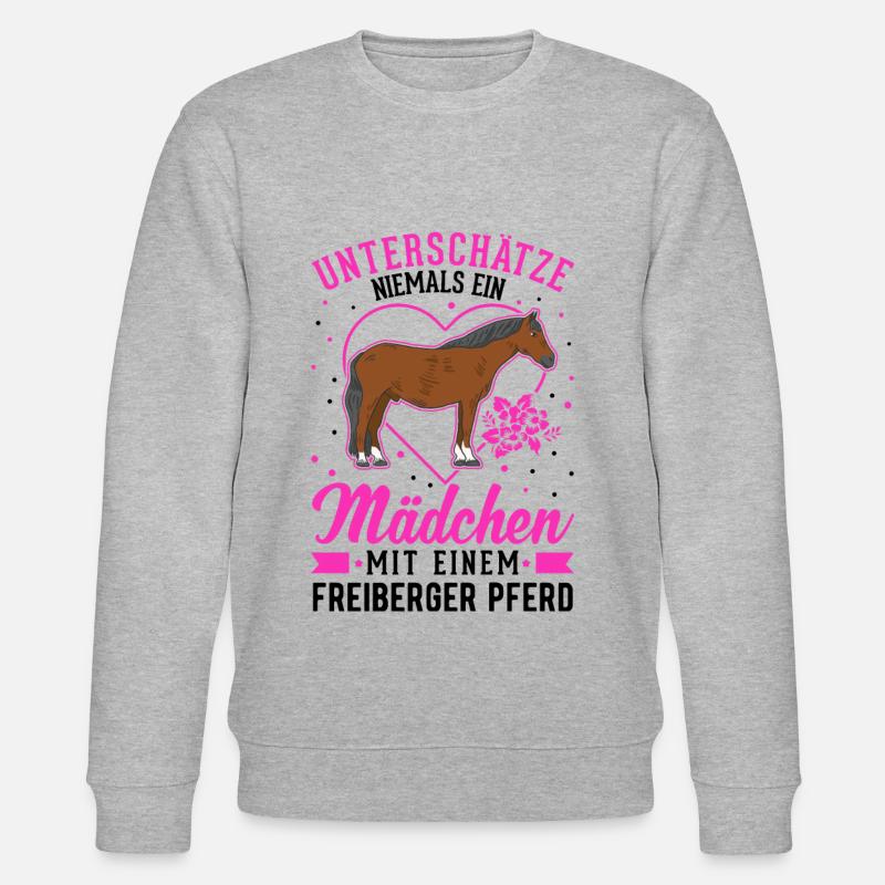 Freiberger Pferd Mädchen - Stanley/Stella Unisex Bio-Sweatshirt CHANGER  - Grau meliert