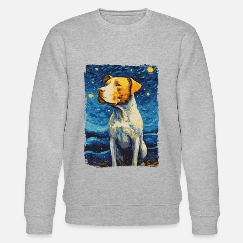 Pitbull Dog Starry Night - Stanley/Stella CHANGER Unisex Organic Sweatshirt - undefined